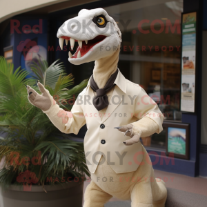 Cream Velociraptor maskot...