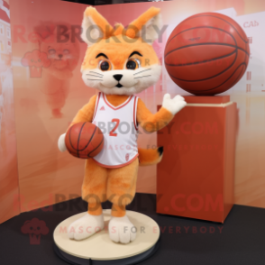 Peach Lynx mascot costume character dressed with a Culottes and Earrings