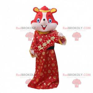 Costume de souris rouge en tenue traditionnelle chinoise -