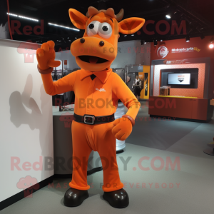 Orange Jersey Cow mascotte...