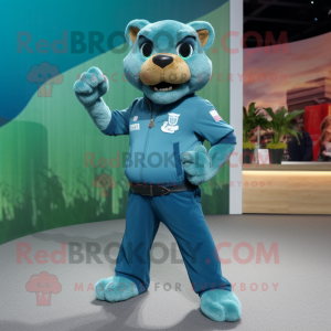 Teal Puma mascotte kostuum...