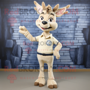 Beige Deer mascot costume character dressed with a Skinny Jeans and Shoe clips