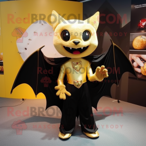 Gold Bat mascot costume character dressed with a Skirt and Cufflinks