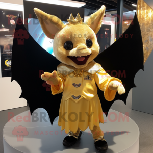 Gold Bat mascot costume character dressed with a Skirt and Cufflinks