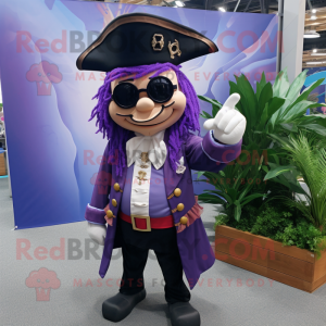 Lavender Pirate mascot costume character dressed with a Blazer and Eyeglasses