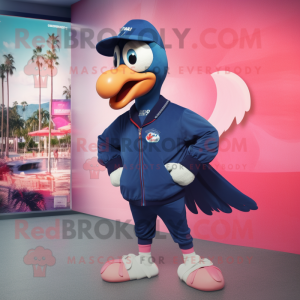 Navy Flamingo mascot costume character dressed with a Windbreaker and Hairpins