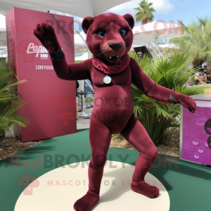 Personaje de traje de mascota Maroon Panther vestido con un bikini y pulseras