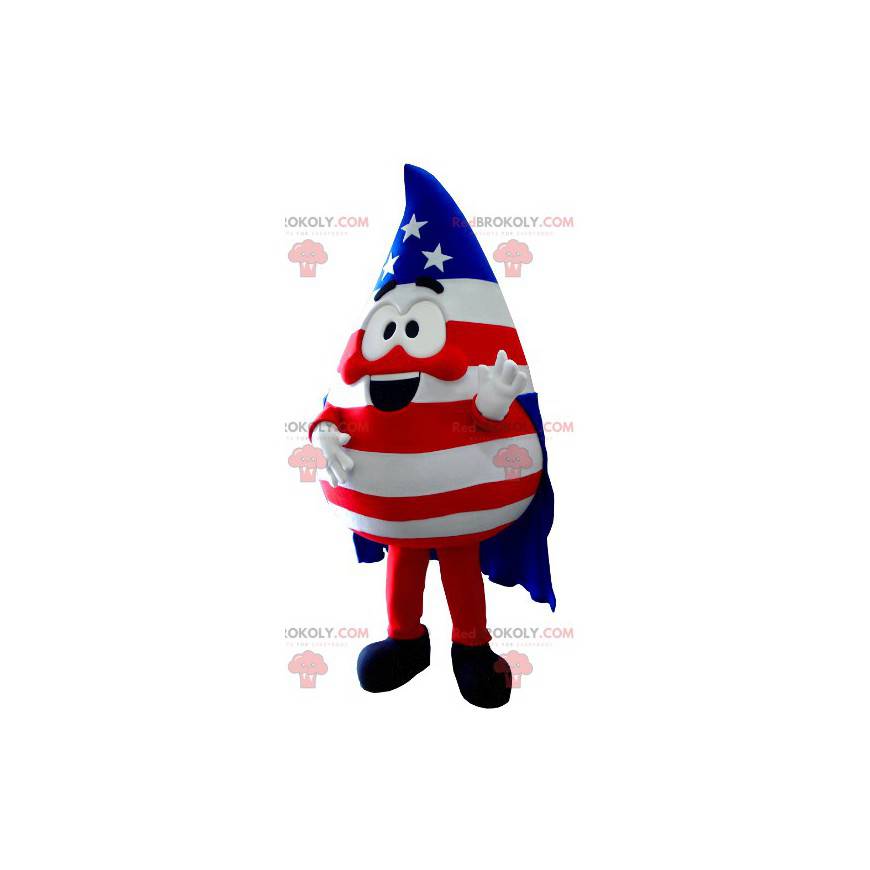Mascote em forma de gota nas cores dos Estados Unidos -