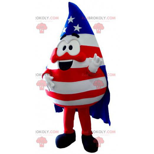Mascote em forma de gota nas cores dos Estados Unidos -