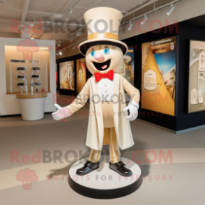 Beige Ring Master mascot costume character dressed with a Shorts and Hat pins