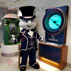 Navy Celtic Harp mascot costume character dressed with a Tuxedo and Bracelet watches