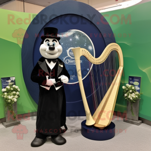 Marinblå Celtic Harp maskot...