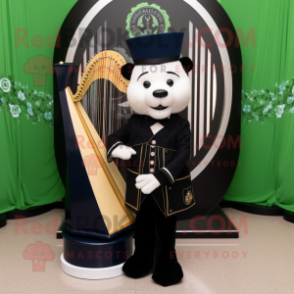 Navy Celtic Harp mascot costume character dressed with a Tuxedo and Bracelet watches