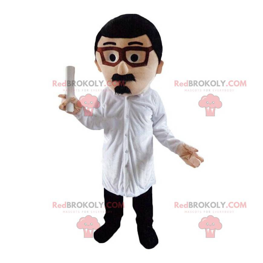 Mascote de homem bigodudo com óculos - Redbrokoly.com