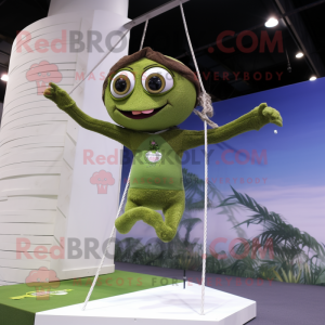 Olive Tightrope Walker mascot costume character dressed with a Bikini and Pocket squares