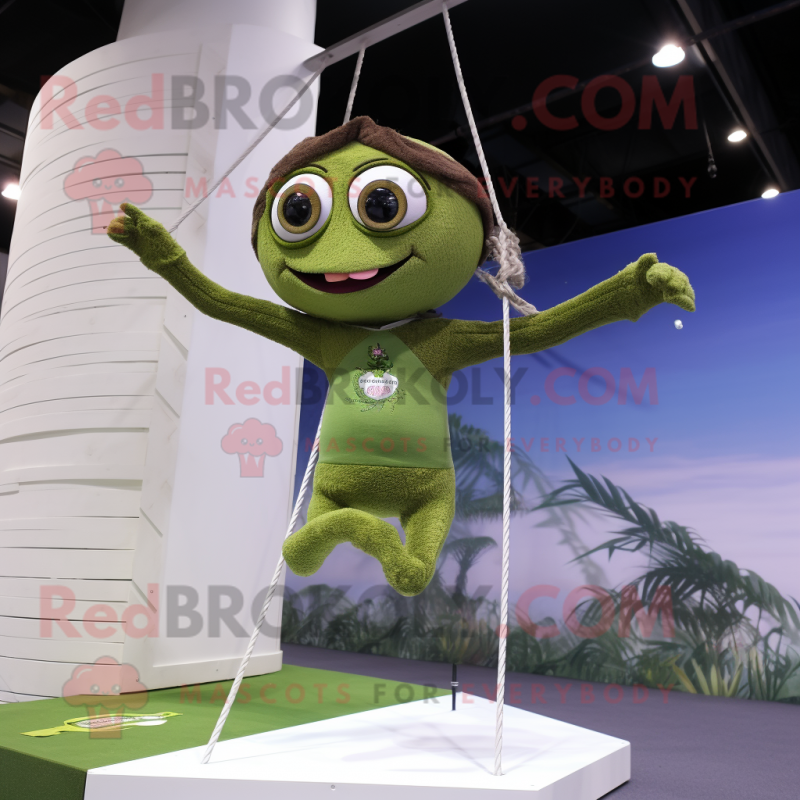 Olive Tightrope Walker mascot costume character dressed with a Bikini and Pocket squares Olive Tightrope Walker mascot costume character dressed with a Bikini and Pocket squares
