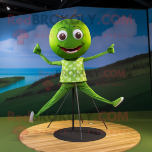 Olive Tightrope Walker mascot costume character dressed with a Bikini and Pocket squares