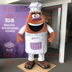 Lavender Bbq Ribs mascot costume character dressed with a Oxford Shirt and Foot pads