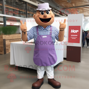 Lavender Bbq Ribs mascot costume character dressed with a Oxford Shirt and Foot pads