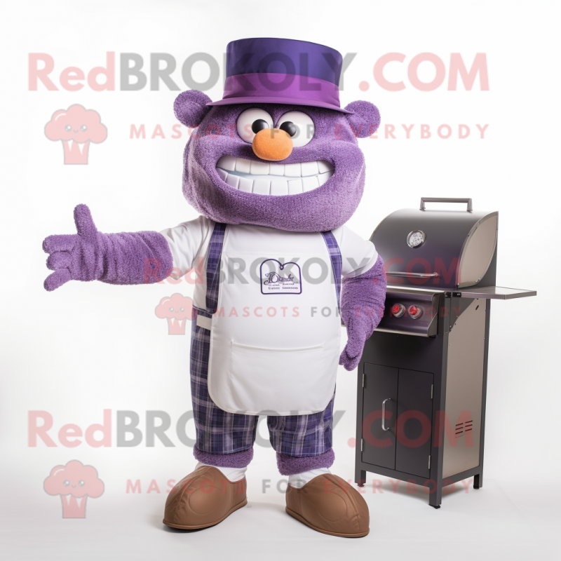Lavender Bbq Ribs mascot costume character dressed with a Oxford Shirt and Foot pads Lavender Bbq Ribs mascot costume character dressed with a Oxford Shirt and Foot pads