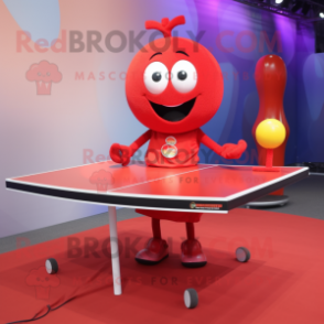 Red Ping Pong Table mascot costume character dressed with a A-Line Dress and Bracelets