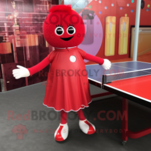 Red Ping Pong Table mascot costume character dressed with a A-Line Dress and Bracelets
