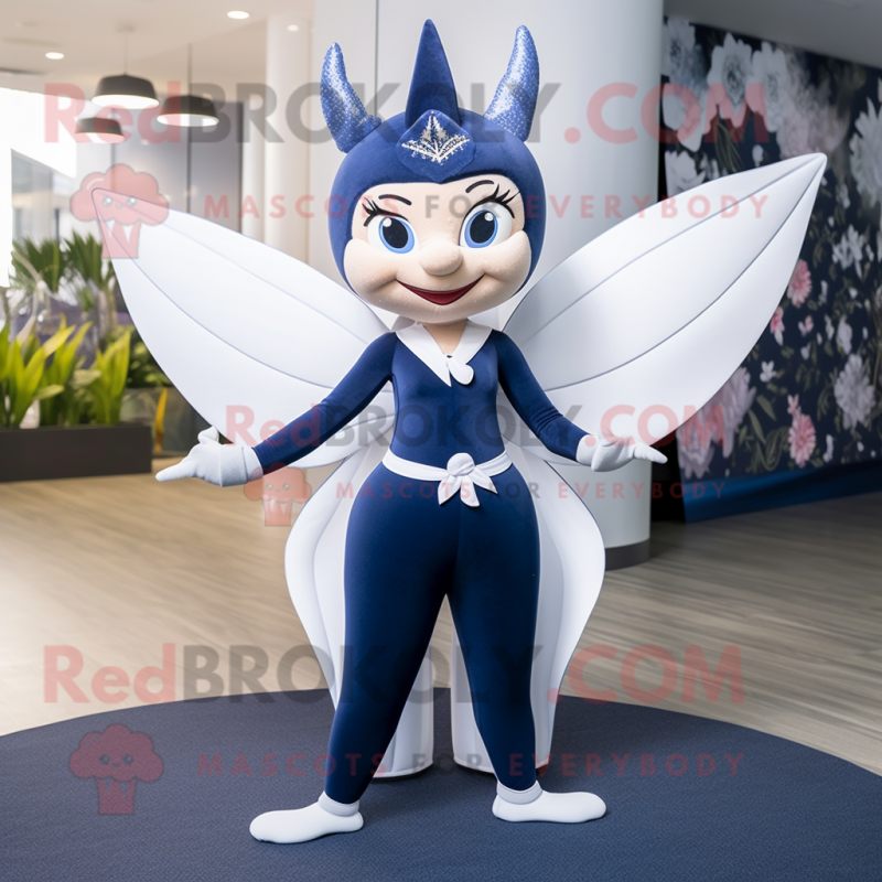 Navy Tooth Fairy mascot costume character dressed with a Yoga Pants and Hairpins