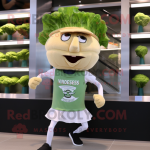 nan Caesar Salad mascot costume character dressed with a Running Shorts and Berets