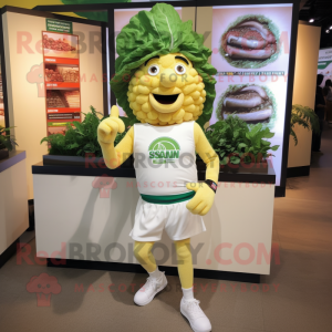 nan Caesar Salad mascot costume character dressed with a Running Shorts and Berets