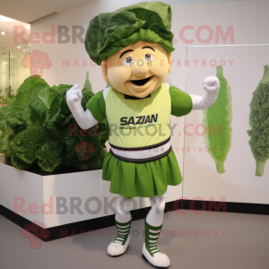 nan Caesar Salad mascot costume character dressed with a Running Shorts and Berets