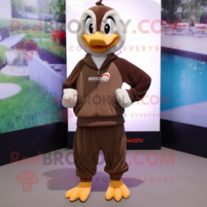 Brown Swans mascot costume character dressed with a Hoodie and Anklets