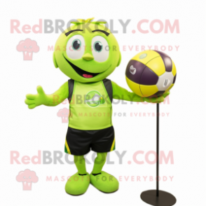 Lime Green Volleyball Ball mascot costume character dressed with a Vest and Watches