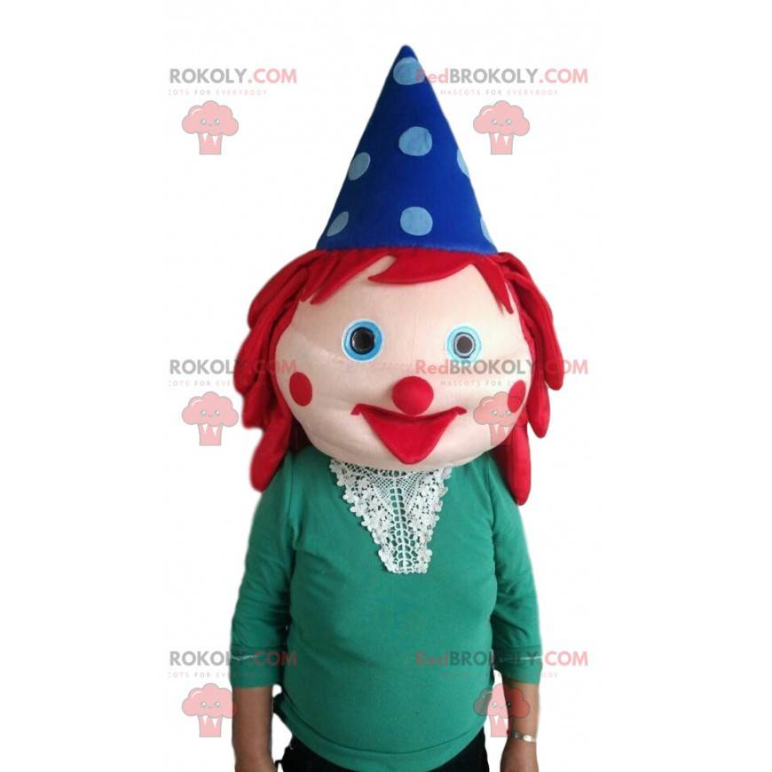 Giant clown head with red hair and a hat - Redbrokoly.com
