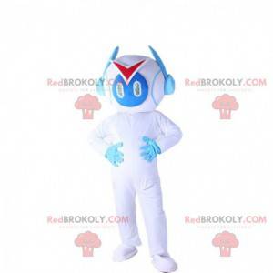 Déguisement de robot blanc et bleu, costume robotique -