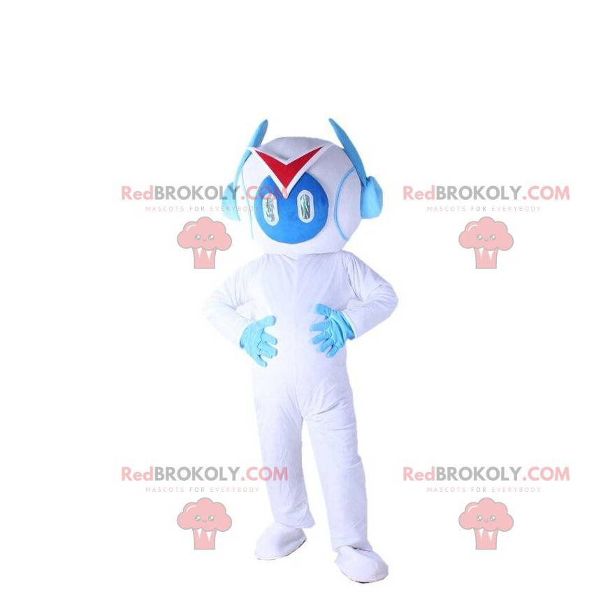 Déguisement de robot blanc et bleu, costume robotique -