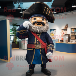 Navy Pirate mascot costume character dressed with a Playsuit and Wraps