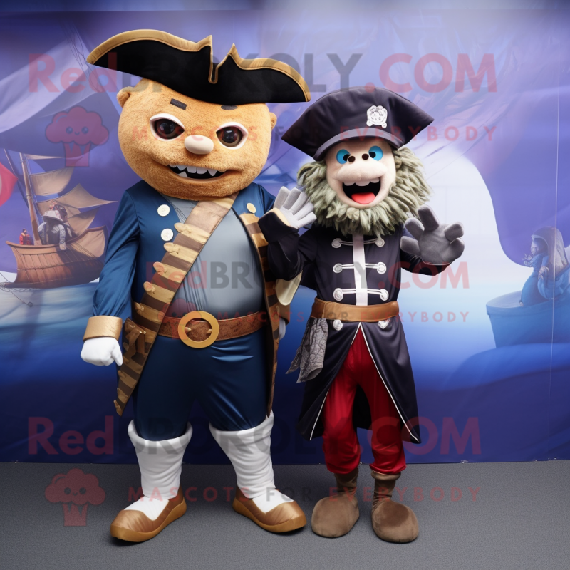 Navy Pirate mascot costume character dressed with a Playsuit and Wraps
