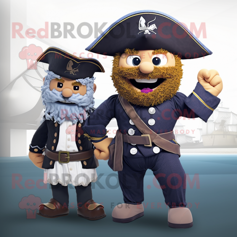 Navy Pirate mascot costume character dressed with a Playsuit and Wraps