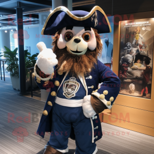 Navy Pirate maskot kostume karakter klædt i en Playsuit og Wraps