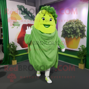 Olive Cabbage mascot costume character dressed with a Joggers and Shawls