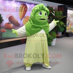 Olive Cabbage mascot costume character dressed with a Joggers and Shawls