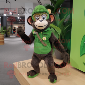 Forest Green Monkey mascot costume character dressed with a Vest and Hairpins