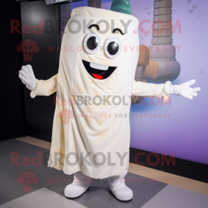 White Lasagna mascot costume character dressed with a Jumpsuit and Ties