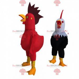 2 kæmpestore og farverige hane-kostumer, gårdkostume -