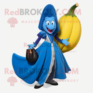 Blue Banana mascot costume character dressed with a Ball Gown and Handbags