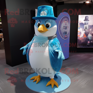 Sky Blue Penguin maskot...