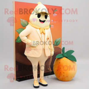 Cream Aprikos maskot kostym...