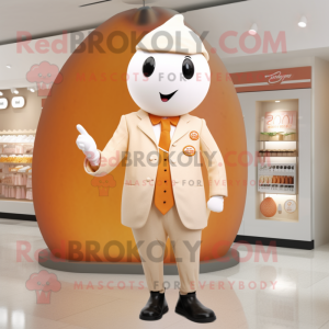 Cream Apricot mascot costume character dressed with a Jacket and Earrings