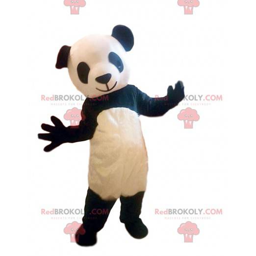Traje de panda blanco y negro, mascota del oso asiático -