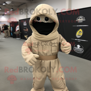 Beige Marine Recon mascot costume character dressed with a Cover-up and Ties